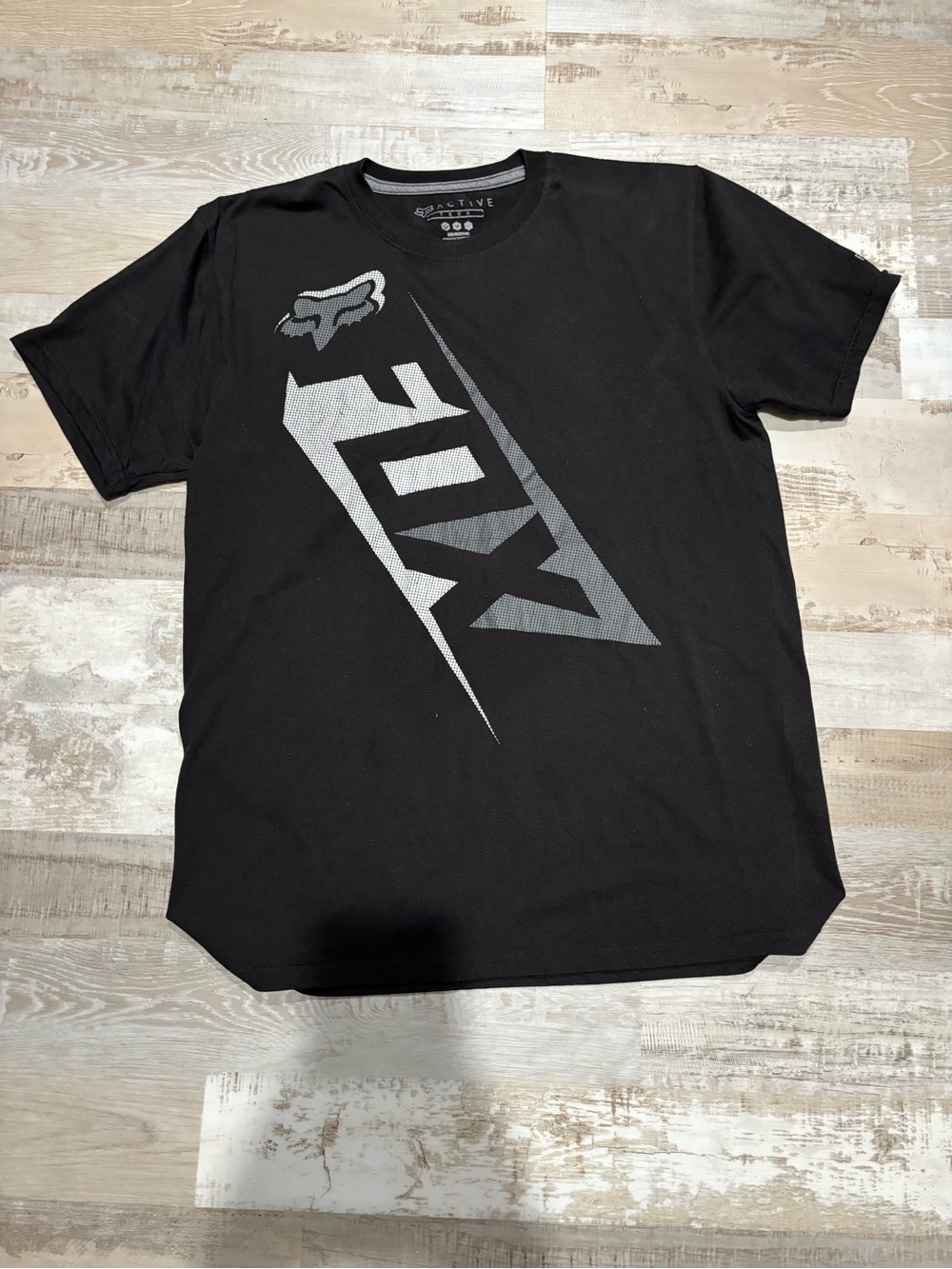 Fox Black Short Sleeve T-Shirt with Gray Diagonal Logo